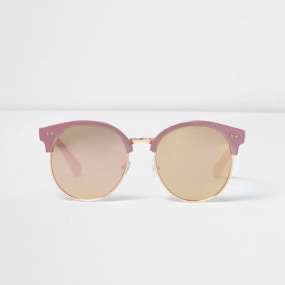 Girls pink metallic retro sunglasses